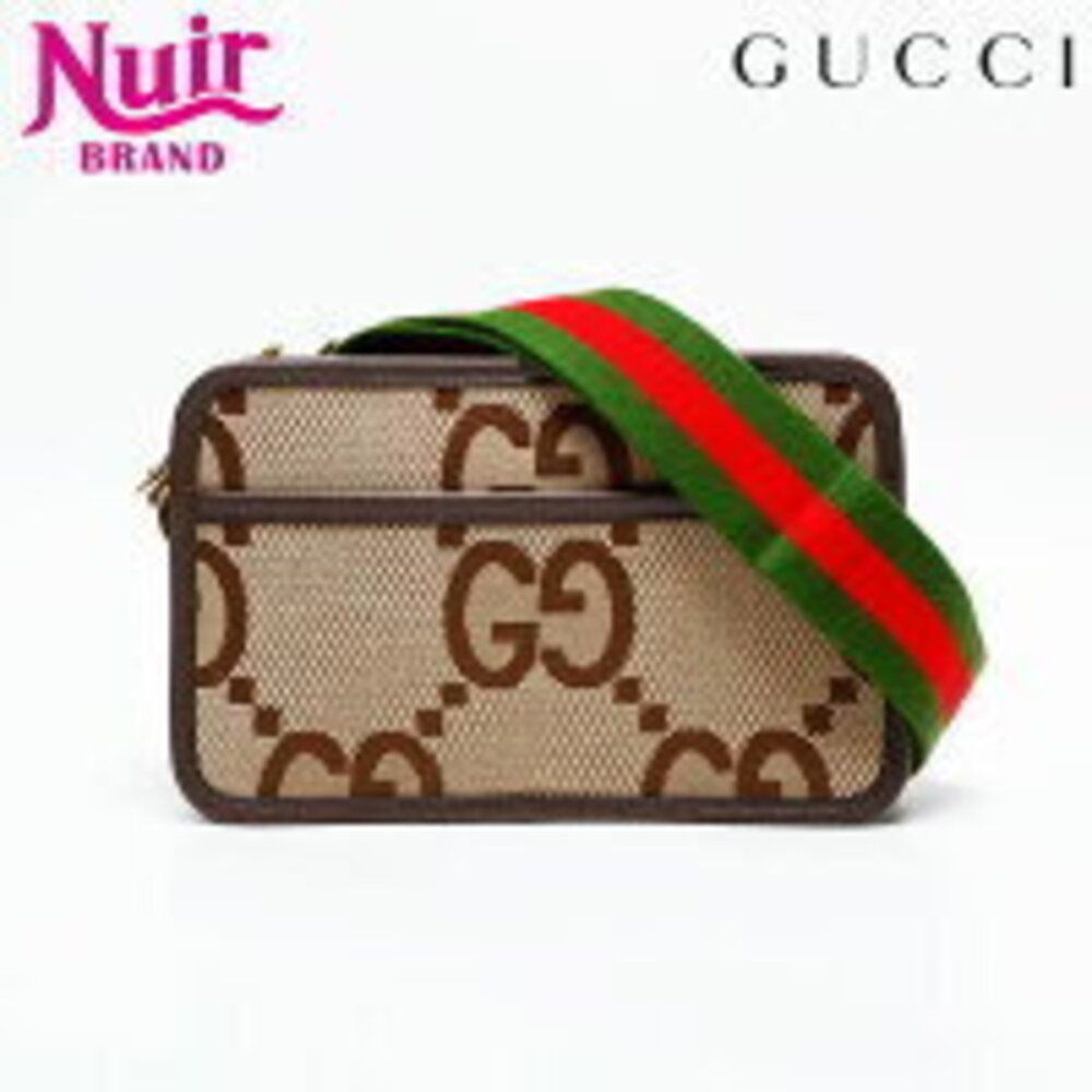 Gucci GG Jumbo Canvas Camera Shoulder Bag Brown